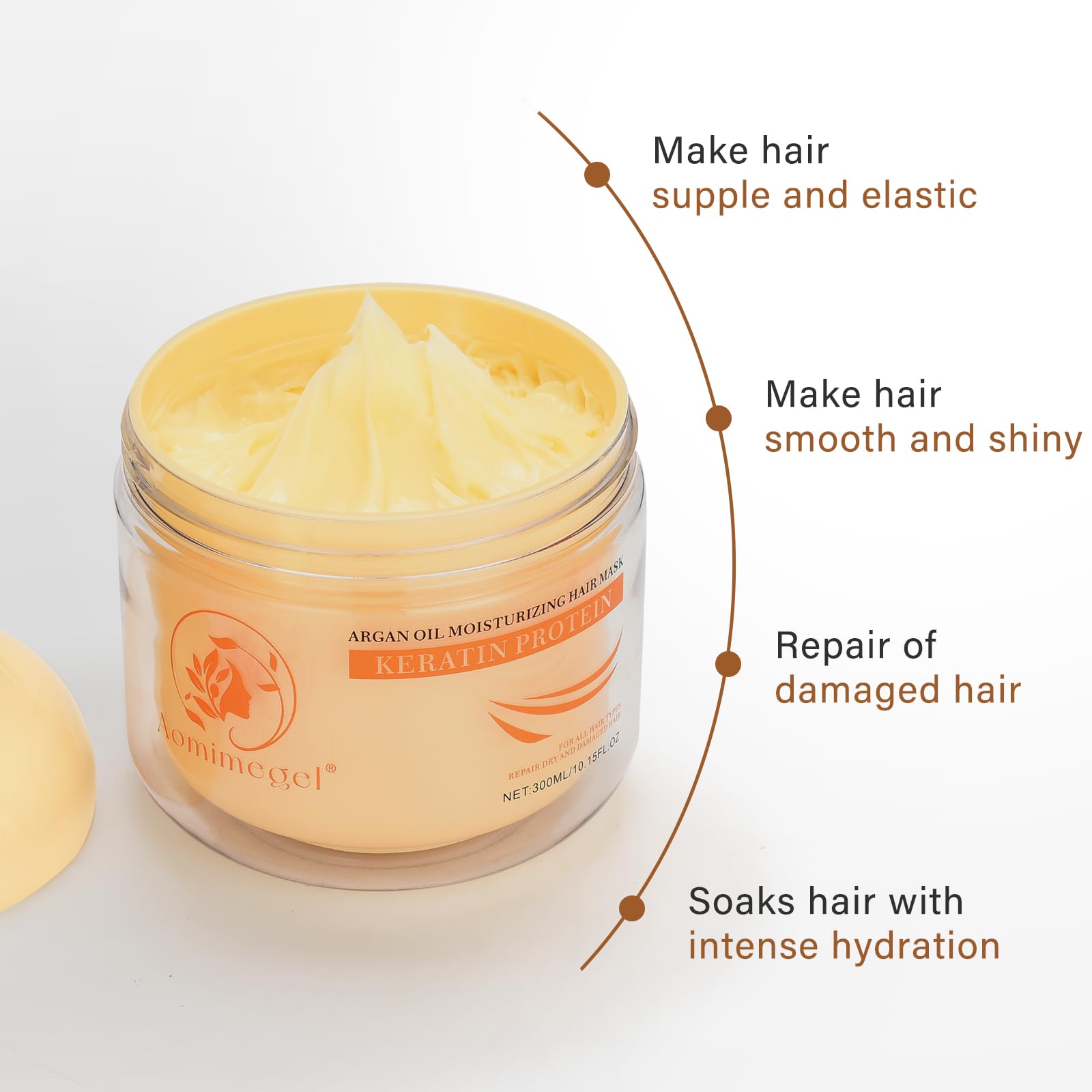 Aomimegel Collagen Repair Hair Mask & Argan Oil Set, 10.15 fl oz + 2 fl oz