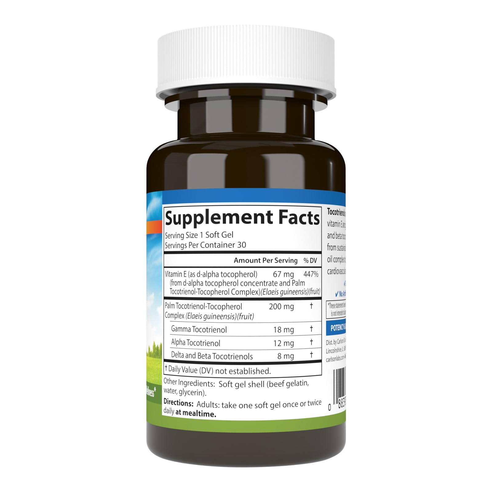 Carlson Tocotrienols, 40 mg, with Natural-Source Vitamin E, 30 Softgels