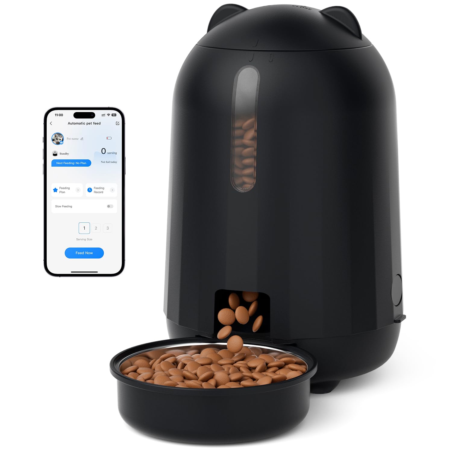 PAPIFEED Automatic Cat Feeder with App, WiFi Auto Cat Feeder, 3L Slow-Feed Cat Food Dispenser for Dry Food, Dual Power Supply Timed Pet Feeder for Small Dog, 10 Meals/Day, 6 Portions/Meal