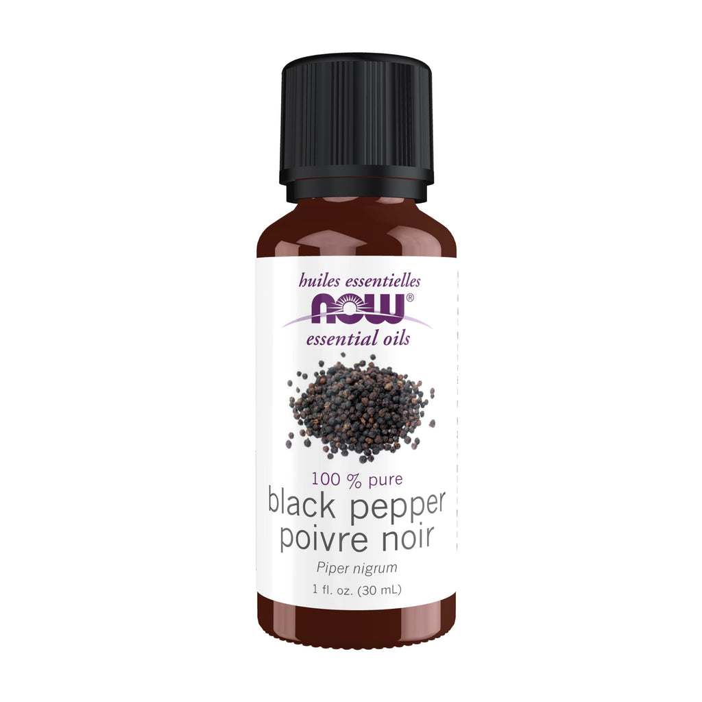 NOW Essential Oils, Black Pepper Oil, Undiluted, Steam Distilled, 1 fl. oz
