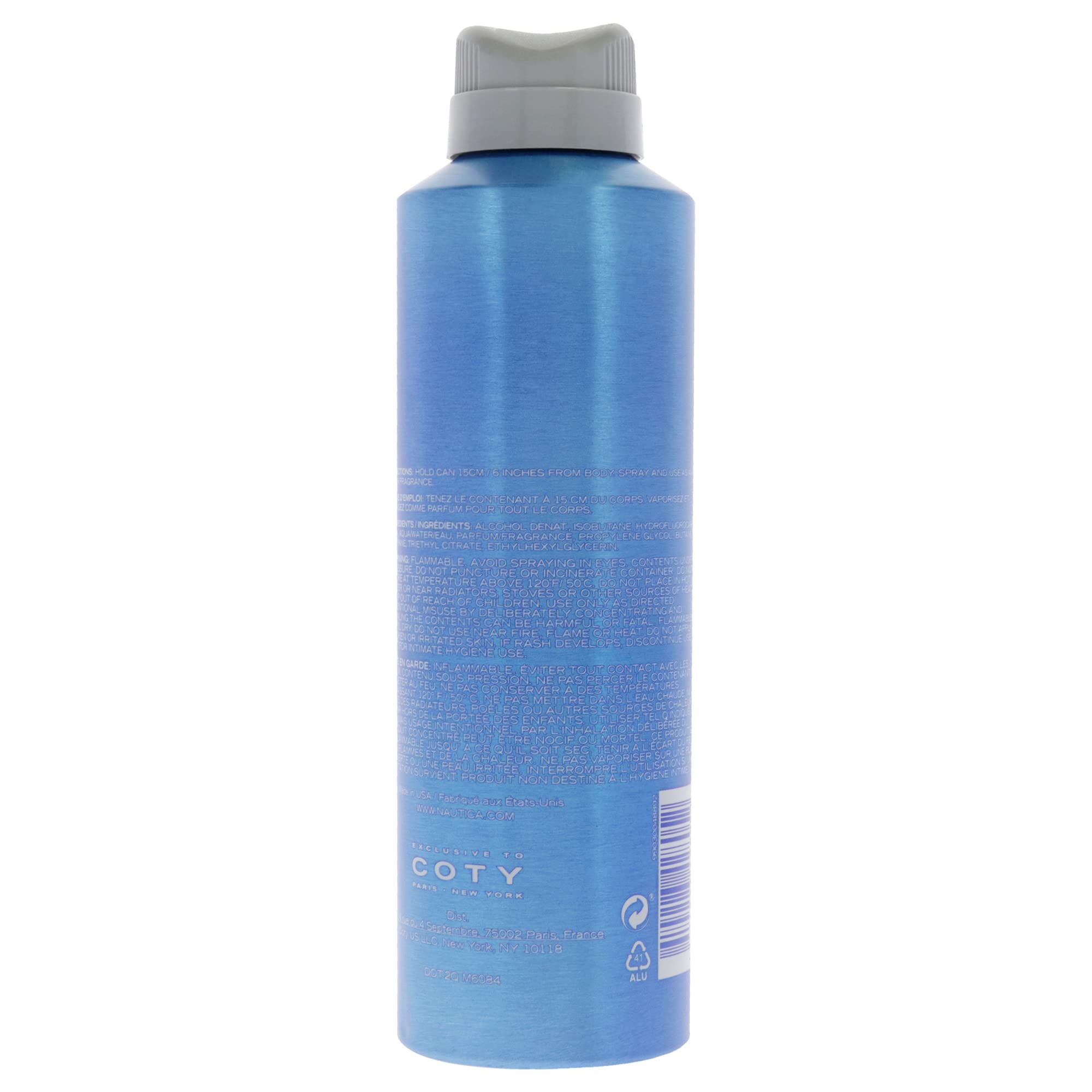 Nautica Voyage Deodorizing Body Spray for Men - Fresh, Fruity Scent - Woody & Blue - Iconic, Vegan Formula, Refreshing Bergamot