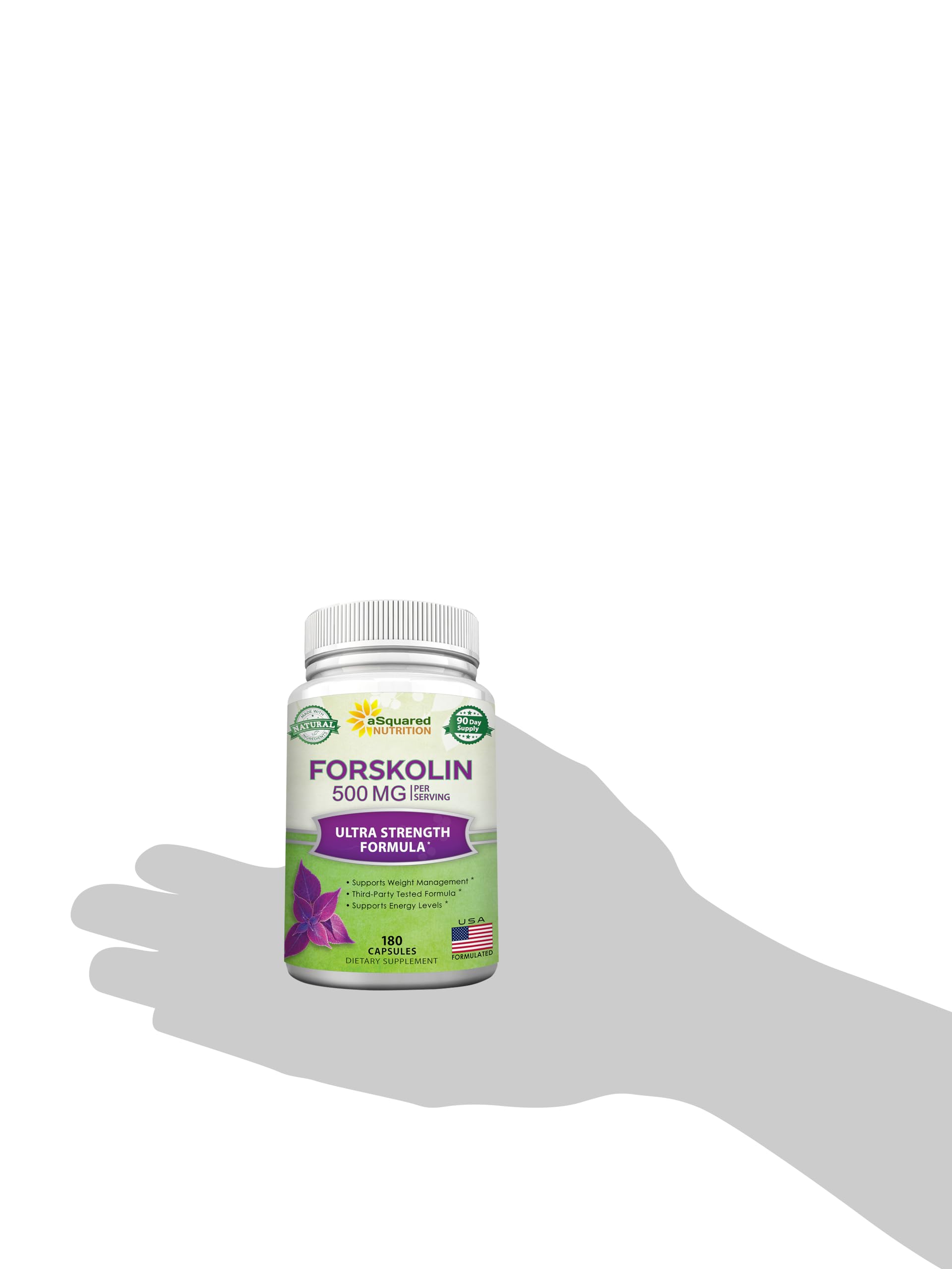 aSquared Nutrition Forskolin 500mg Per Serving Max Strength-180 Capsules, Supplement for Pure Weight Loss Fuel, Coleus Forskohlii Root - Forskolin Diet Pills, Belly Buster Fat Burner 2X Slim Trim Lose