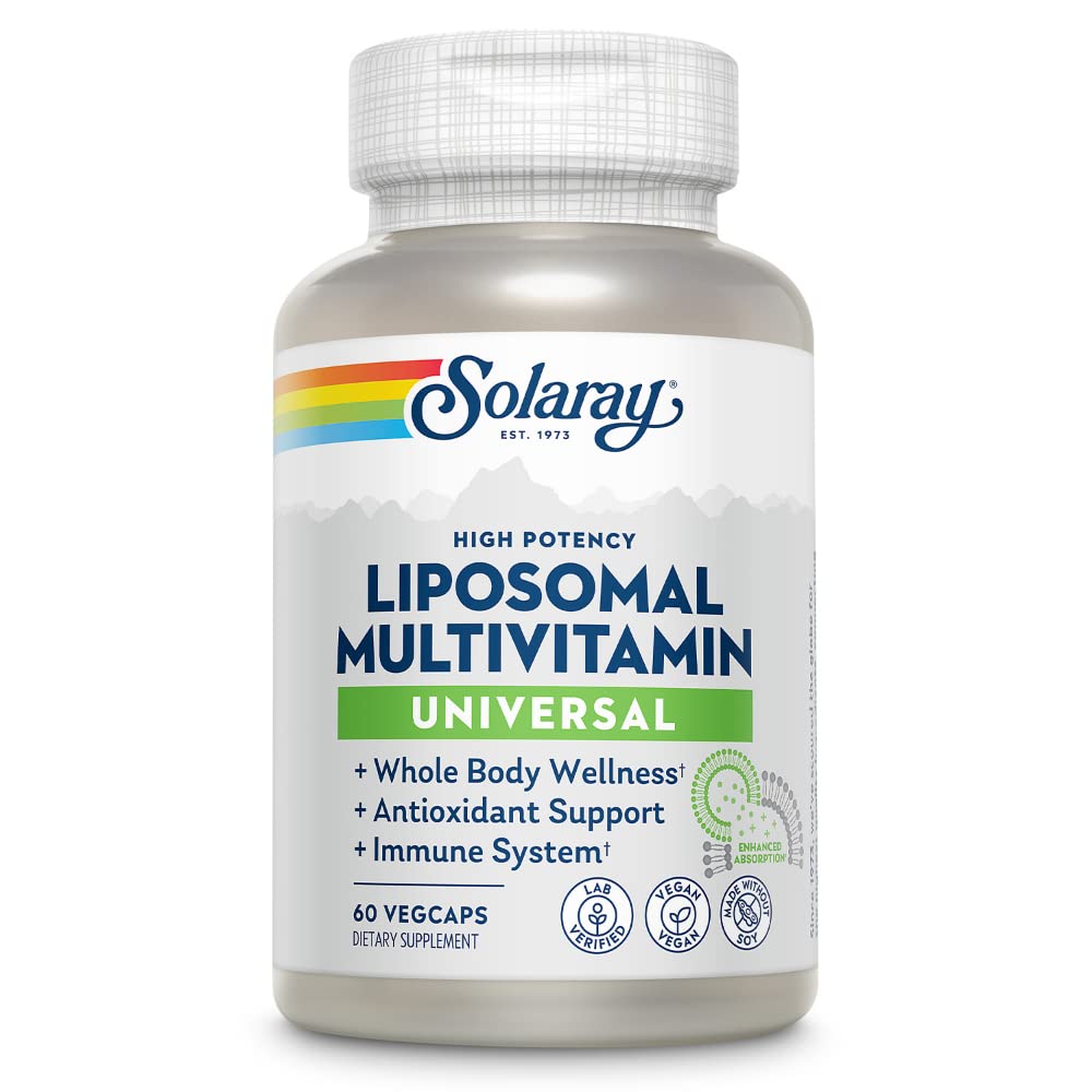 SOLARAY Liposomal Multivitamin for Men & Women, High Potency, Enhanced Absorption Vitamin C, Vitamin D, Biotin, Methyl B-12, Odor Neutral & Gentle Digestion, 30 Servings, 60 VegCaps