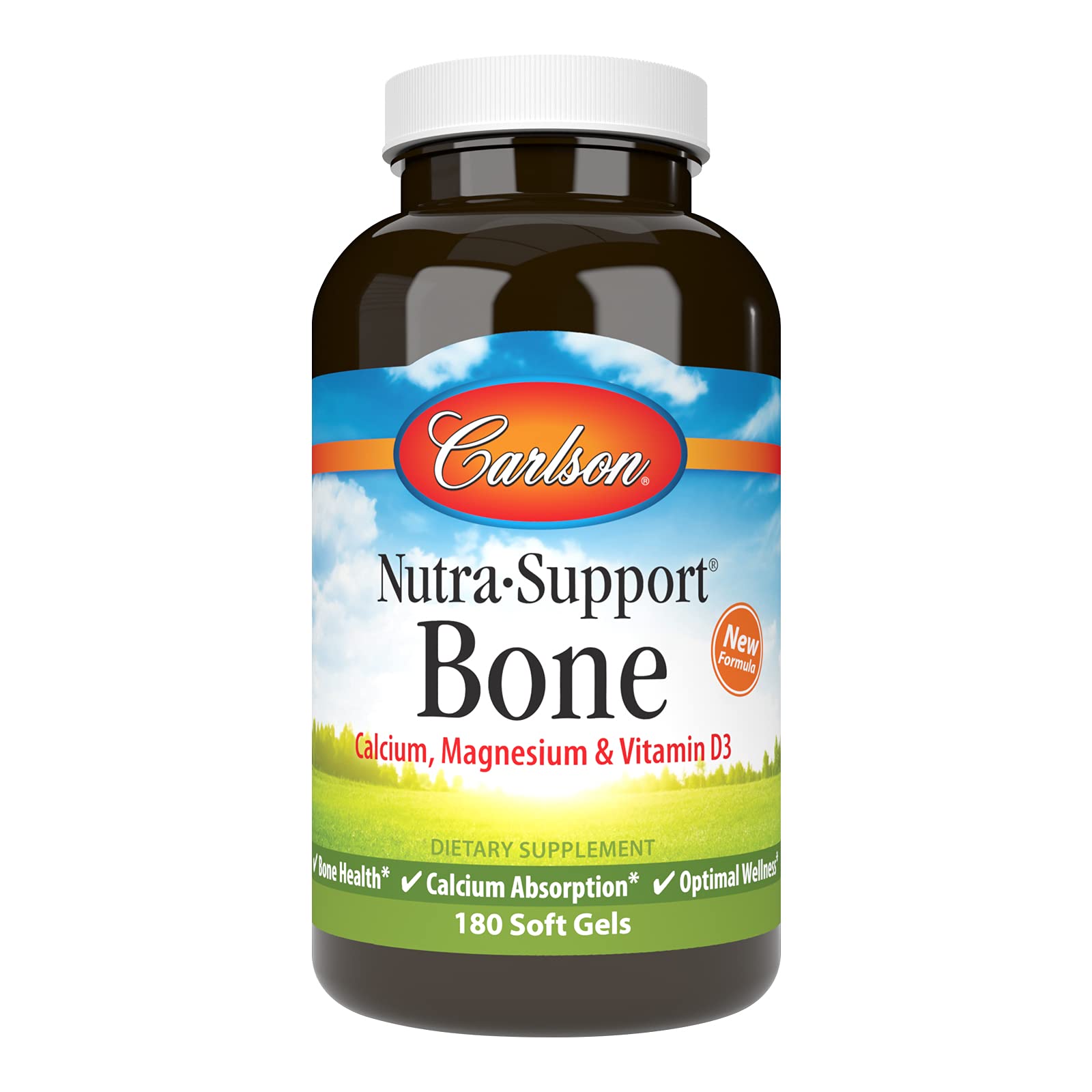 Carlson Nutra-Support Bone, Calcium, Magnesium, 180 Softgels