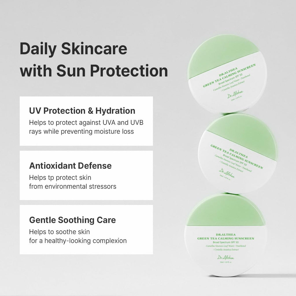 Dr.Althea Green Tea Calming Sunscreen SPF 50, Korean Skin Care, 1.69 Fl Oz
