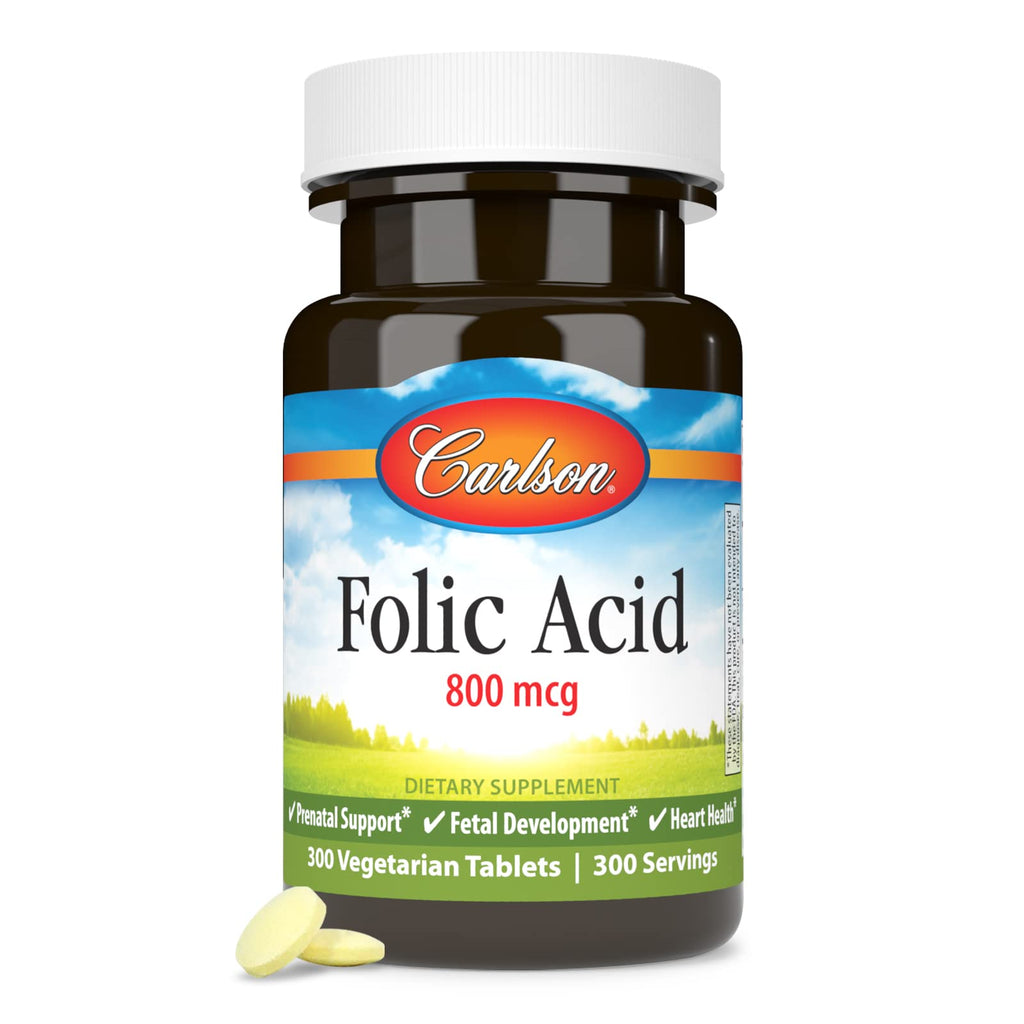 Carlson Folic Acid, 800 mcg, Prenatal Support, 300 Tablets