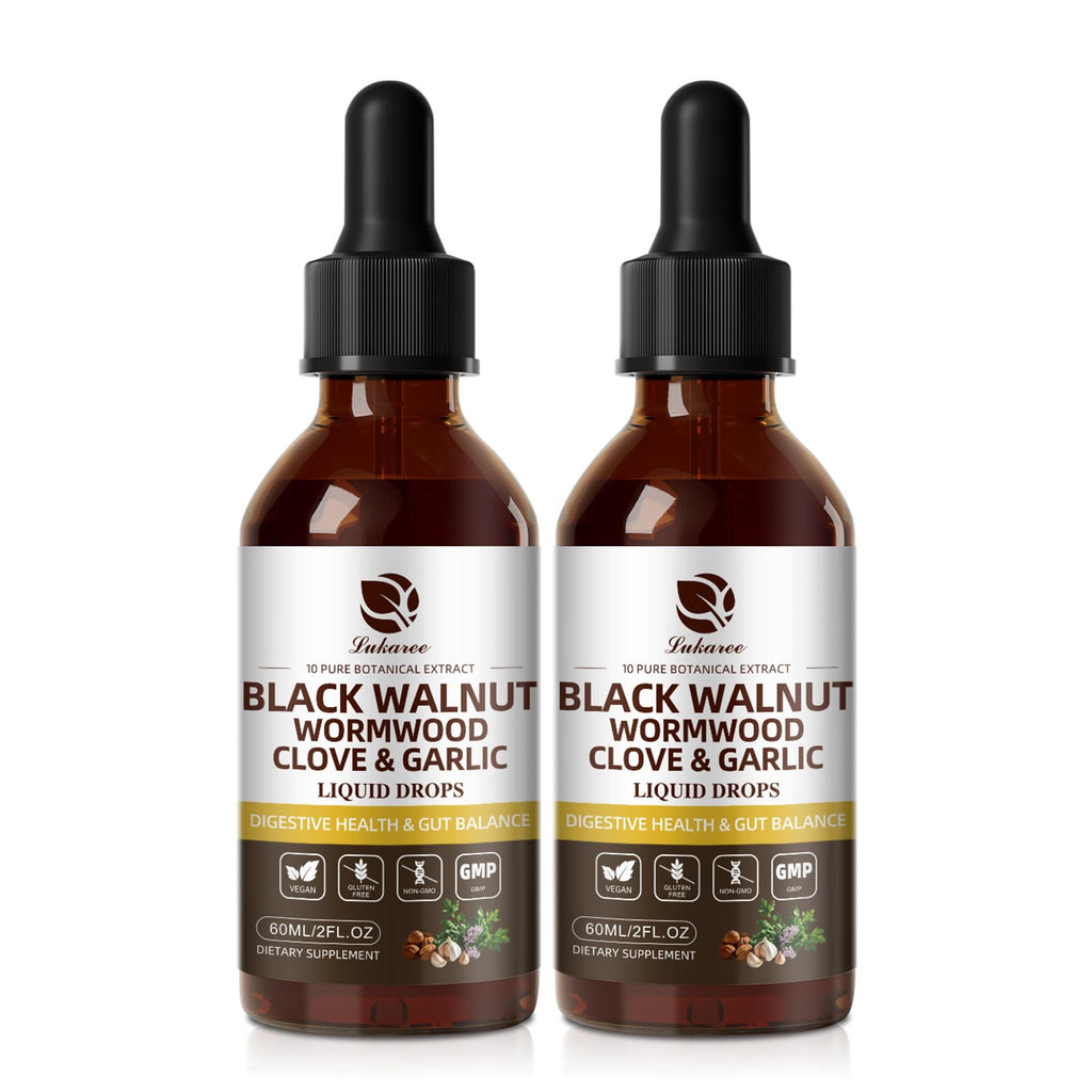 Lukaree 2 Pack Wormwood Black Walnut Cleanse Tincture - Rapid Gut Detox