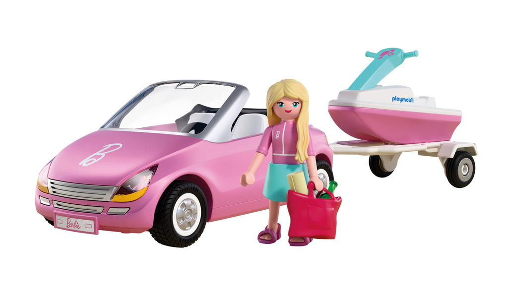 Playmobil | Barbie x Barbie Convertible | Convertible Car with Trailer & Jet Ski | Vehicle & Water Fun | Creative Playset for Children Aged 4+ | 72123