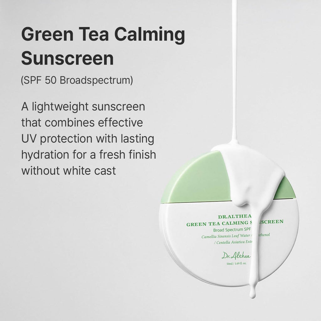 Dr.Althea Green Tea Calming Sunscreen SPF 50, Korean Skin Care, 1.69 Fl Oz