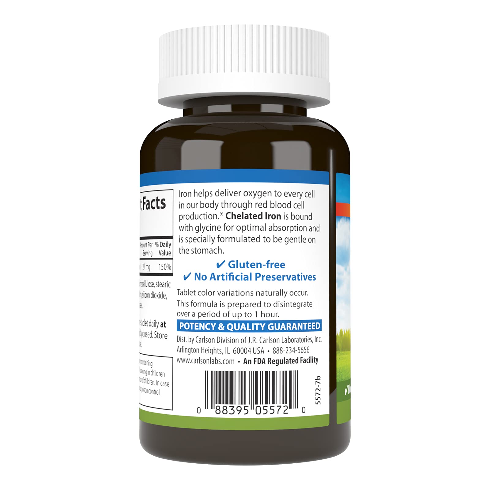 Carlson Labs Chelated Iron 27mg, 250 Tablets