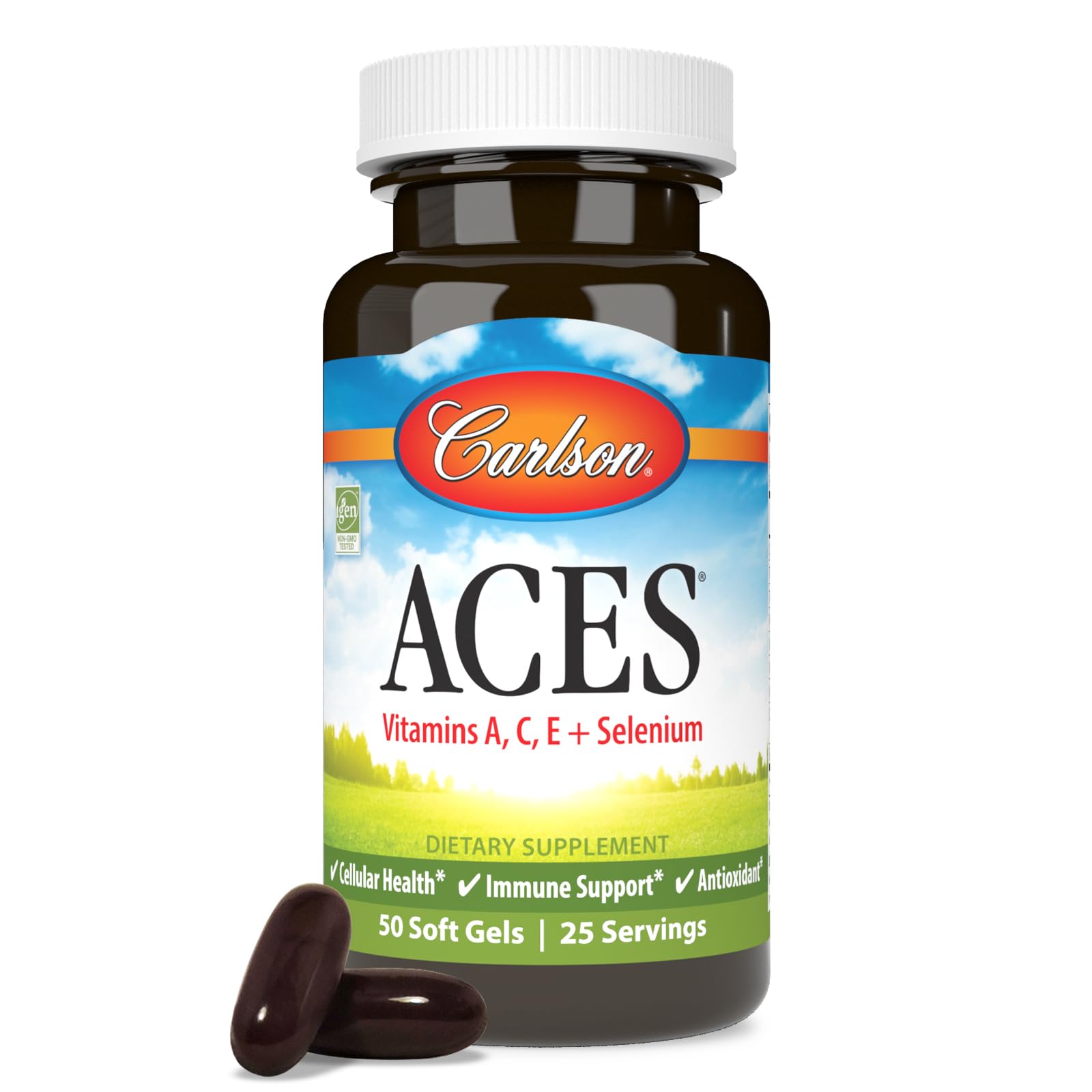 Carlson ACES, Vitamins A, C, E + Selenium, Cellular Health, 50 Softgels