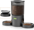 Dual Automatic Cat Feeder 2 Cats, 4.2L Dry Food Auto Dispenser with Double Stainless Steel Bowls,Dual Power Supply,Programmable Portion Control,10s Voice Recorder (Transparent Black)