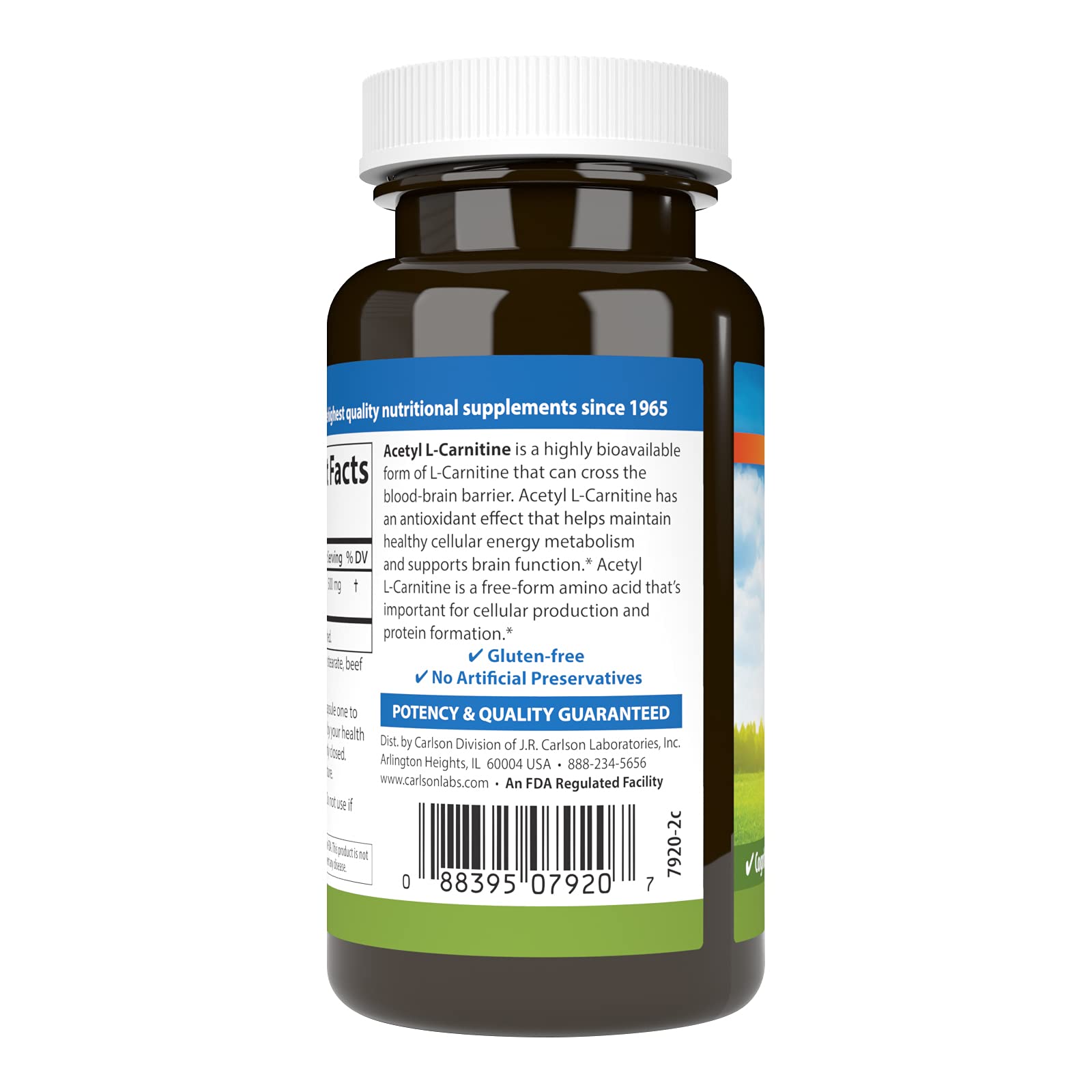 Carlson Acetyl L-Carnitine, 500 mg, 60 Vegetarian Capsules