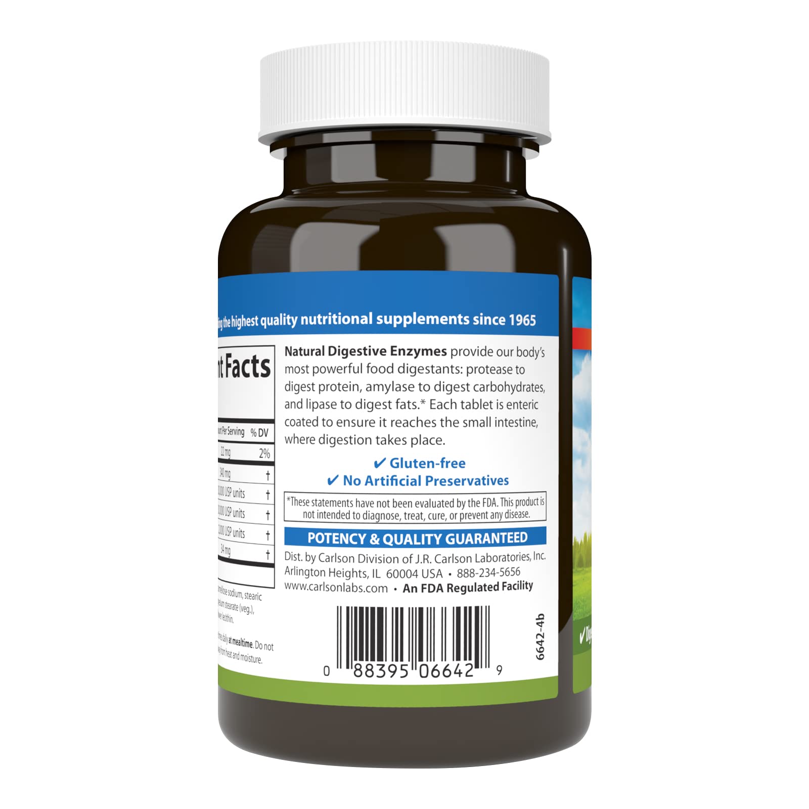 Carlson Natural Digestive Enzymes, Amylase & Lipase, 250 Tablets