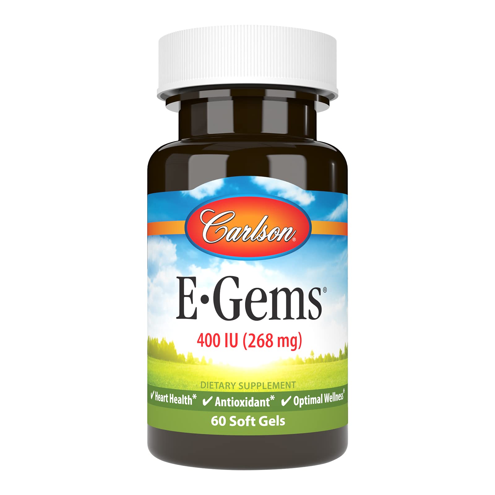 Carlson E-Gems 400 IU (268 mg), Natural-Source Vitamin E, 60 Soft Gels