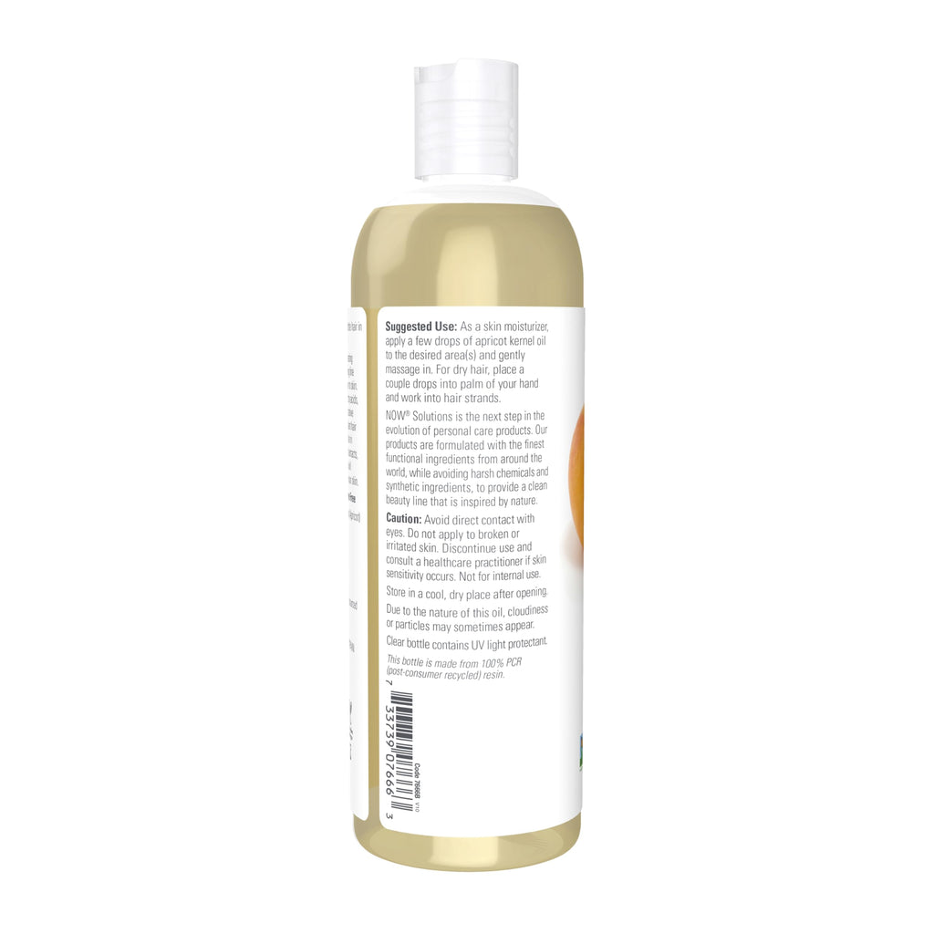 NOW Foods Solutions, Apricot Kernel Oil, Hair Moisturizer, Rejuvenating Skin Oil, Softens Fine Lines, 16-Ounce
