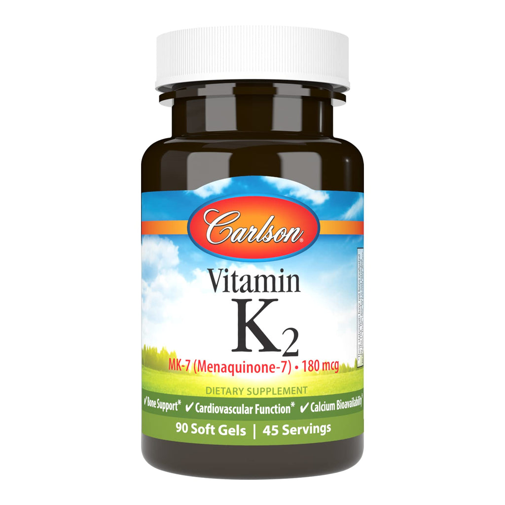 Carlson Vitamin K2 MK-7 (Menaquinone), 180 mcg, Bone Support, 90 Softgels