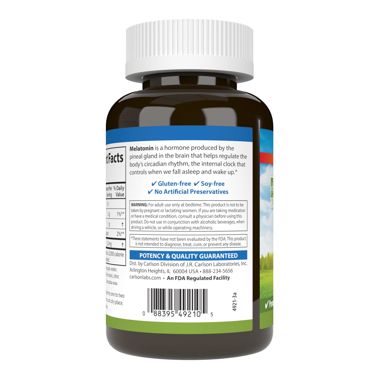 Carlson Melatonin Gummies, 2.5 mg, Healthy Sleep, 100 Vegetarian Gummies