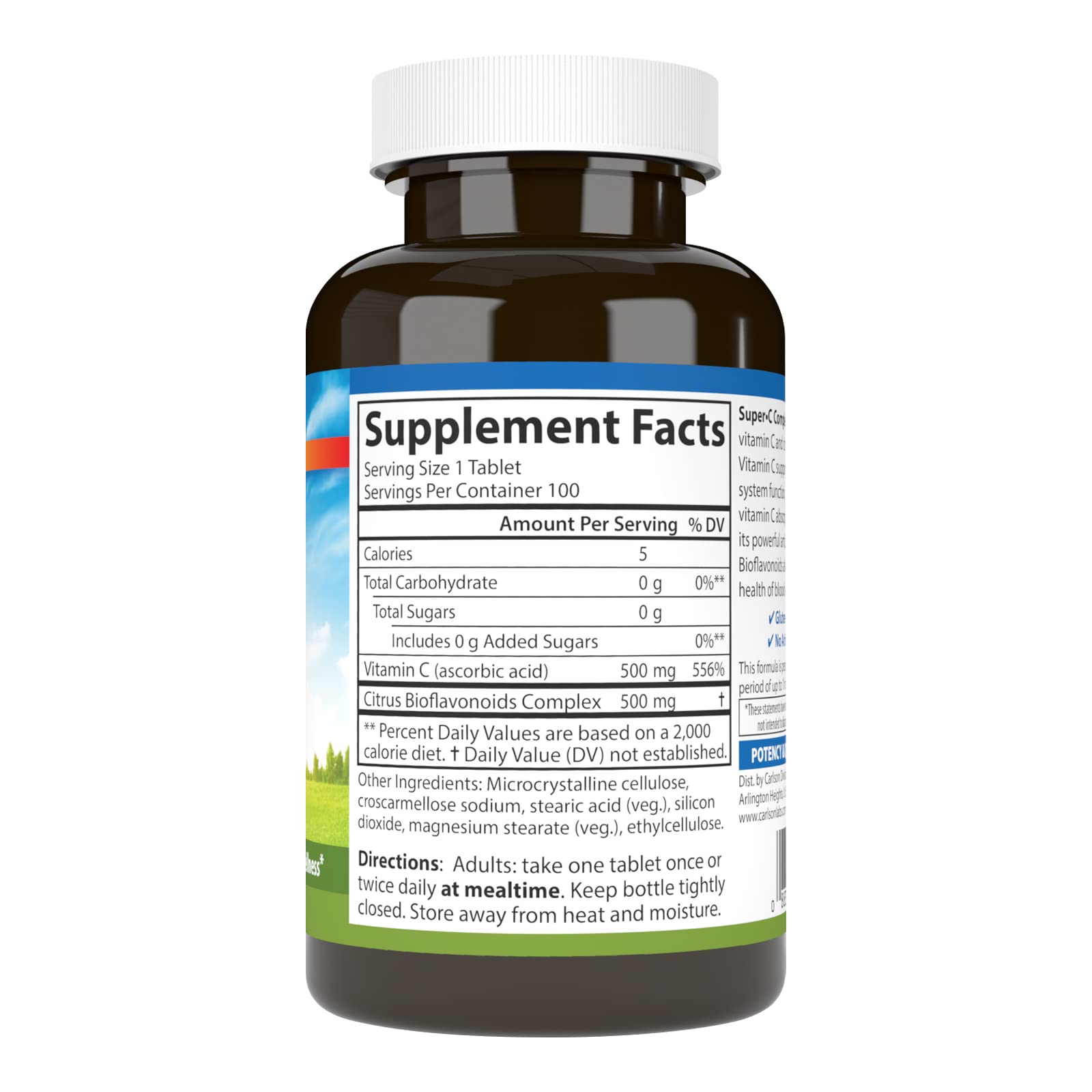 Carlson Super-C Complex, 500 mg, Vitamin C, 100 Vegetarian Tablets