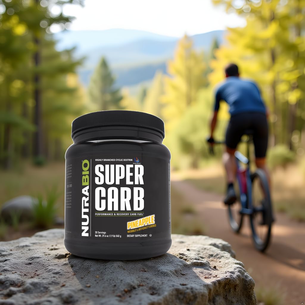 NutraBio Super Carb, Carbohydrate Powder with Cluster Dextrin & Electrolytes, Advanced Carb Supplement Powder for Workout Fuel, Performance, and Muscle Recovery, Cyclic Dextrin, Pineapple, 30 Sv