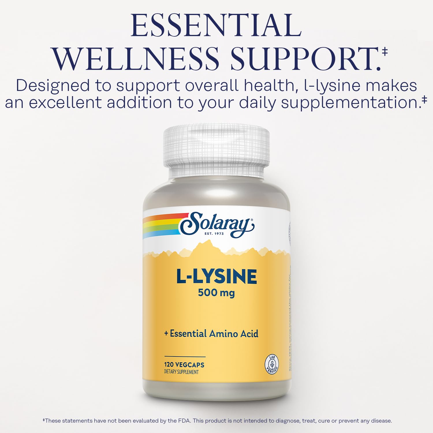 Solaray L-Lysine 500mg, Health Support Pills, 120 Vegan Capsules