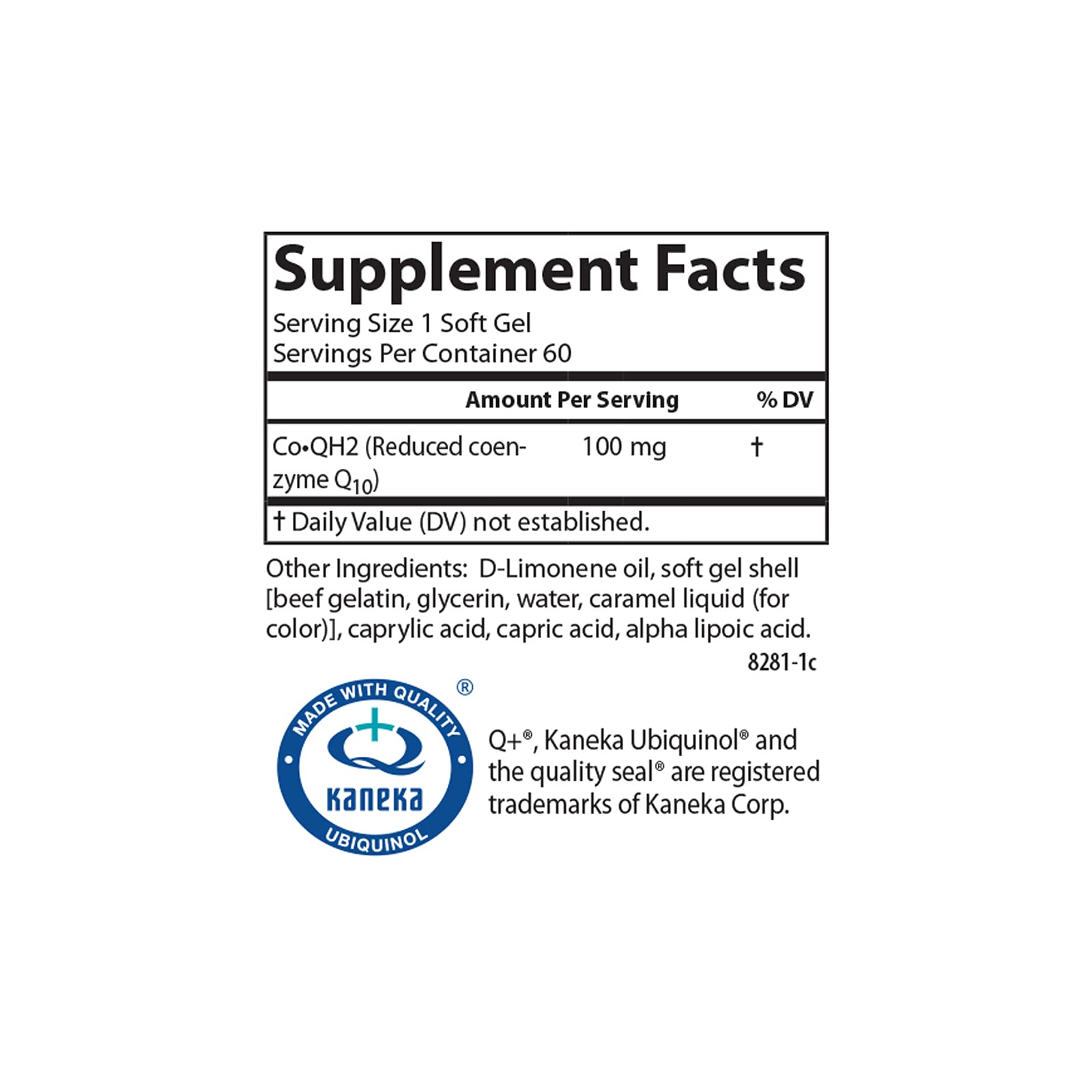 Carlson Co-QH2 Ubiquinol, Active Form of Co-Q10-100 mg, 60 Softgels