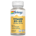 SOLARAY Vitamin D3 K2, K2 D3 Vitamin Supplement for Calcium Absorption, Bone Strength, Cardiovascular & Immune Function Support, Made Without Soy, 60-Day Guarantee, 60 Servings, 60 VegCaps