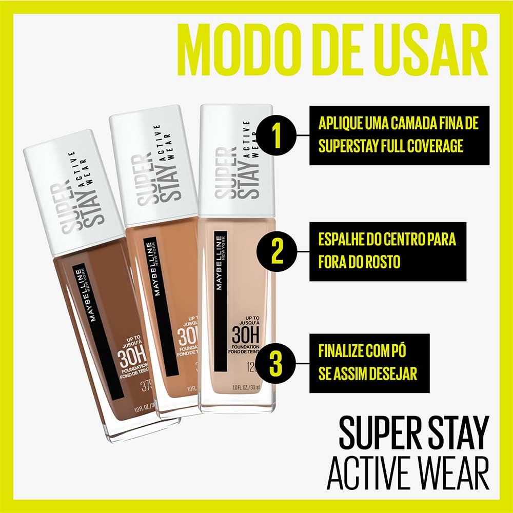 Maybelline Super Stay Full Coverage Liquid Foundation Active Wear Makeup, Up to 30Hr Wear, Transfer, Sweat & Water Resistant, Matte Finish, Natural Ivory, 1 Count