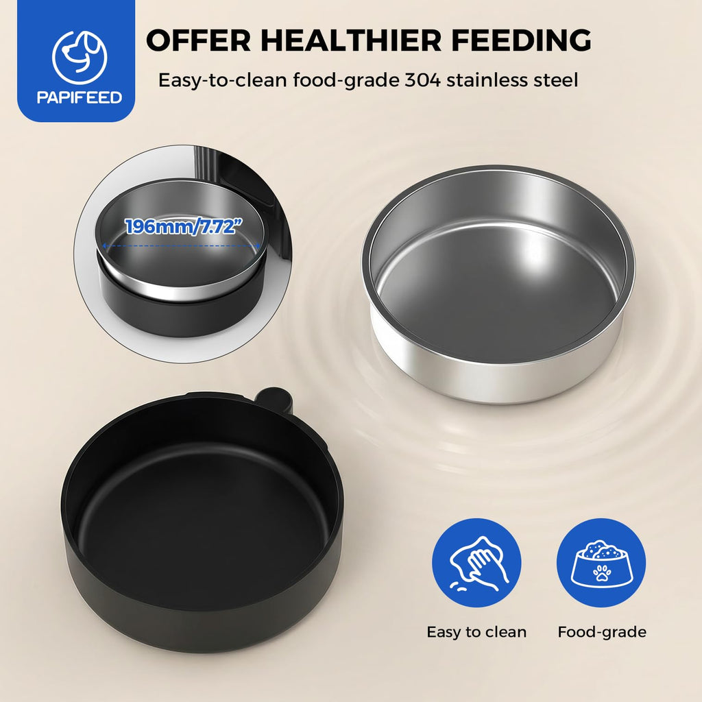 PAPIFEED Automatic Cat Feeder with App, 2.4G WiFi Cat Food Dispenser, 3L Slow Feeder Timed Cat Feeders for Dry Food, 10 Meals/Day, 6 Portions/Meal, Dual Power Supply Smart Pet Feeder for Small Dog