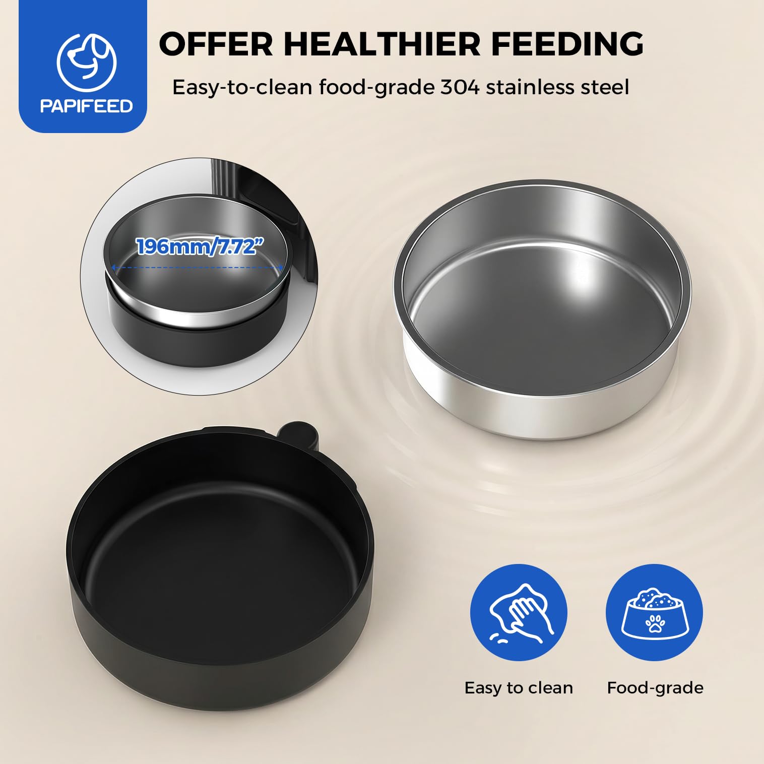 PAPIFEED Automatic Cat Feeder with App, 2.4G WiFi Cat Food Dispenser, 3L Slow Feeder Timed Cat Feeders for Dry Food, 10 Meals/Day, 6 Portions/Meal, Dual Power Supply Smart Pet Feeder for Small Dog