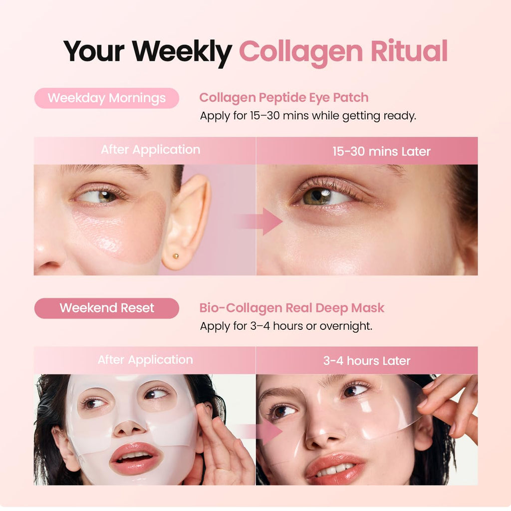 BIODANCE Collagen Anti-Aging Set: Bio Collagen Real Deep Mask & Collagen Peptide Eye Patches, Set for Face & Smile Lines, Korean Skin Care, Skin Care Gift Set