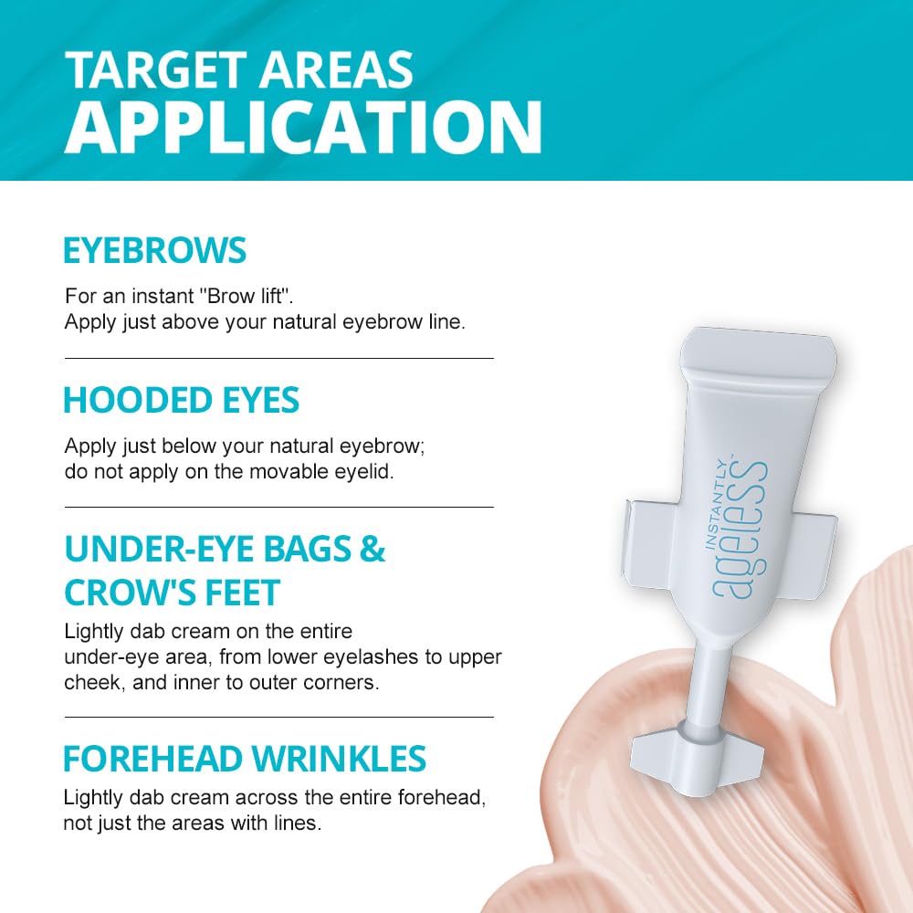 Instantly Ageless - Instant Face Lift Cream - Skin Care Anti Aging Face Cream - Wrinkle Tightener - Eye Cream For Puffiness and Bags Under Eyes - Facelift 5 Vials