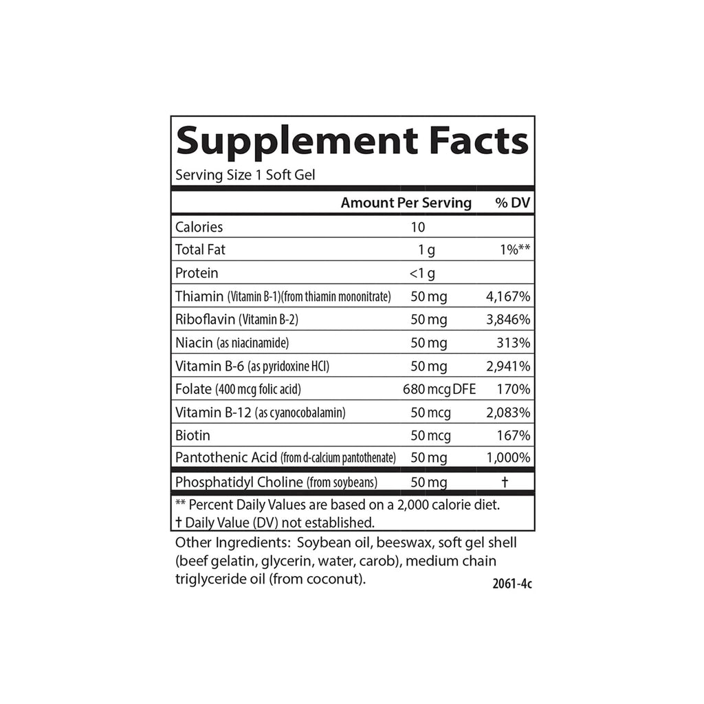 Carlson B-50 Gels, Vitamin B Complex, Energy Production, 100 Softgels