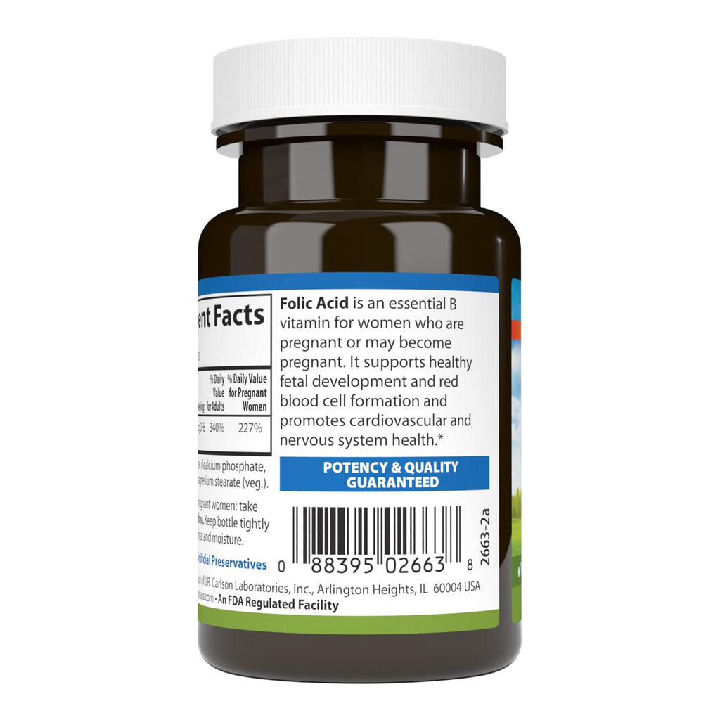 Carlson Folic Acid, 800 mcg, Prenatal Support, 300 Tablets