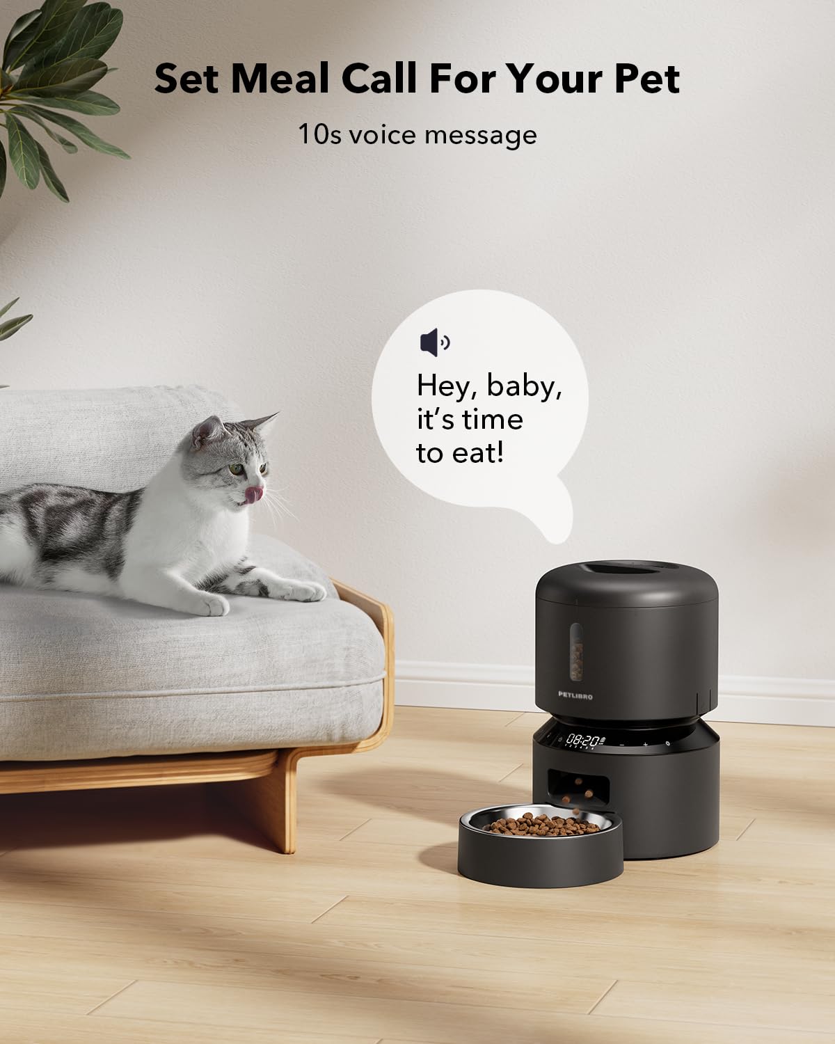 PETLIBRO Automatic Cat Feeder – 3L Programmable Pet Food Dispenser with Airtight Storage, Timed Portion Control, Voice Meal Call & Dual Power Supply, Clog-Free Healthy Feeding for Cats & Small Dogs