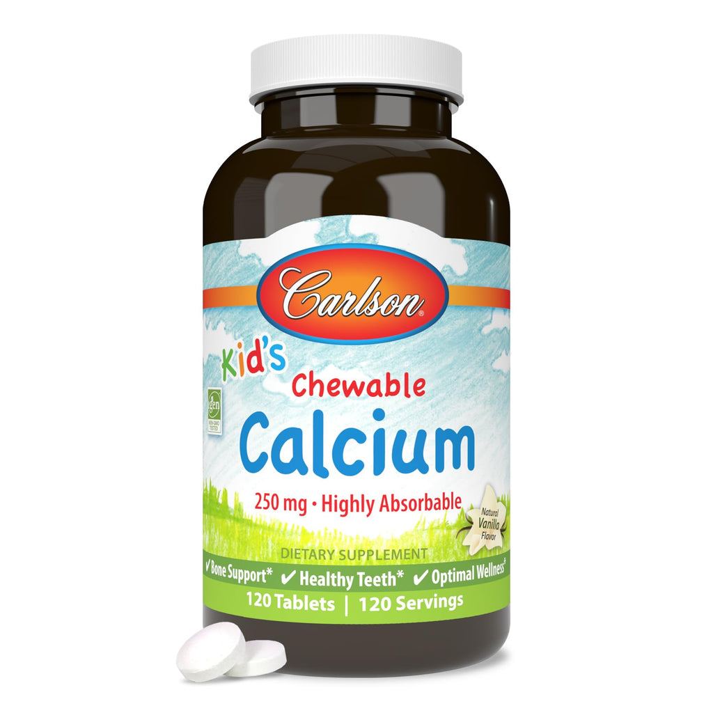 Carlson Kid's Chewable Calcium, 250 mg, Bone Support, 120 Chewable Tablets