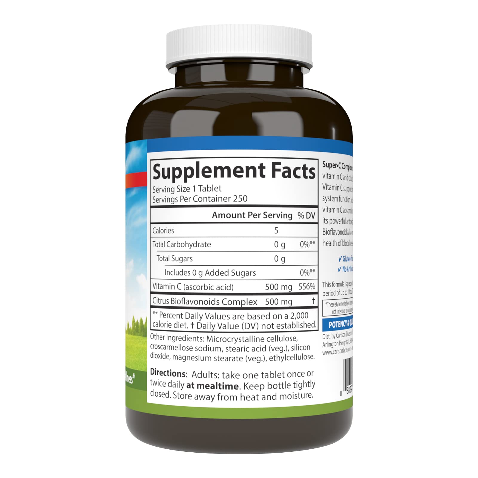 Carlson Super-C Complex, 500 mg, Vitamin C, 250 Vegetarian Tablets