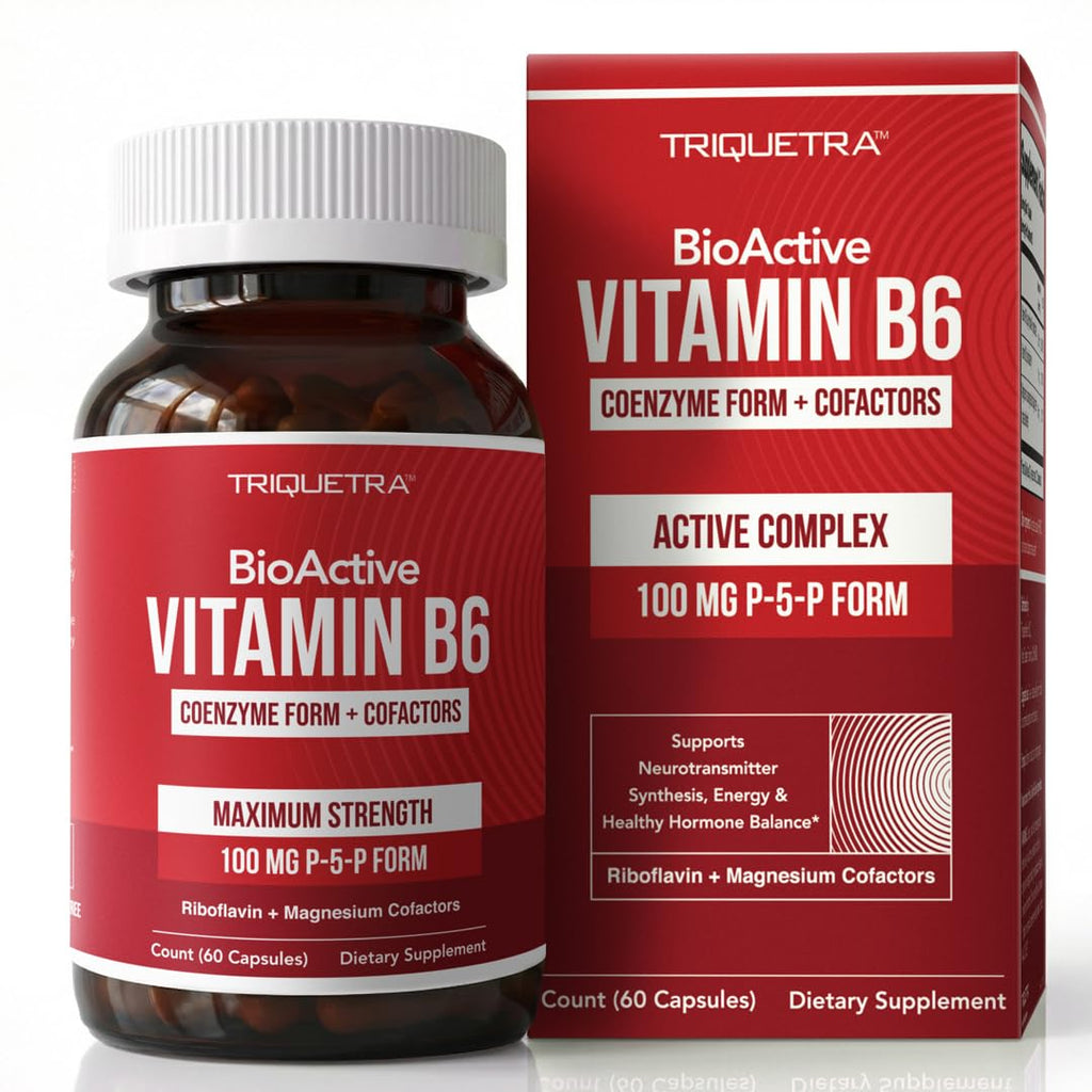 BioActive Vitamin B6 100mg Capsules - Active P-5-P Form for Mood, Energy & Cycle Support - Enhanced Absorption with Riboflavin & Magnesium - Clinical Strength, Non-GMO (60 Capsules - 2 month supply)