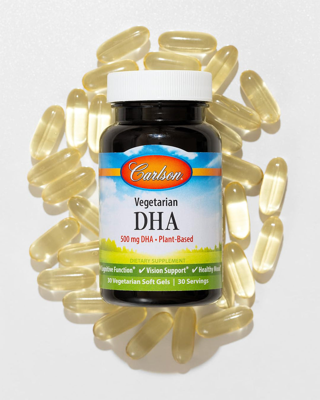 Carlson Vegetarian DHA, 500 mg, DHA, Plant Based, 30 Softgels