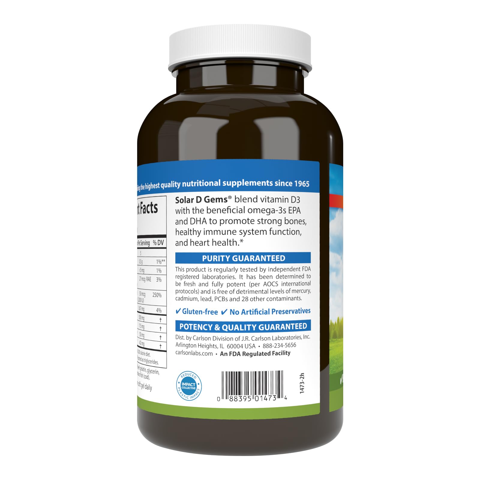 Carlson Solar D Gems, 2000 IU (50 mcg) Vitamin D3, Lemon, 360 Softgels