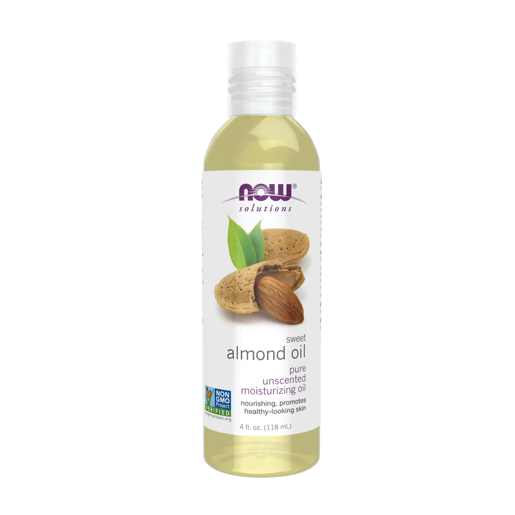 NOW Foods Solutions, Sweet Almond Oil, 100% Pure Moisturizing Oil, Unscented, 4-Ounce