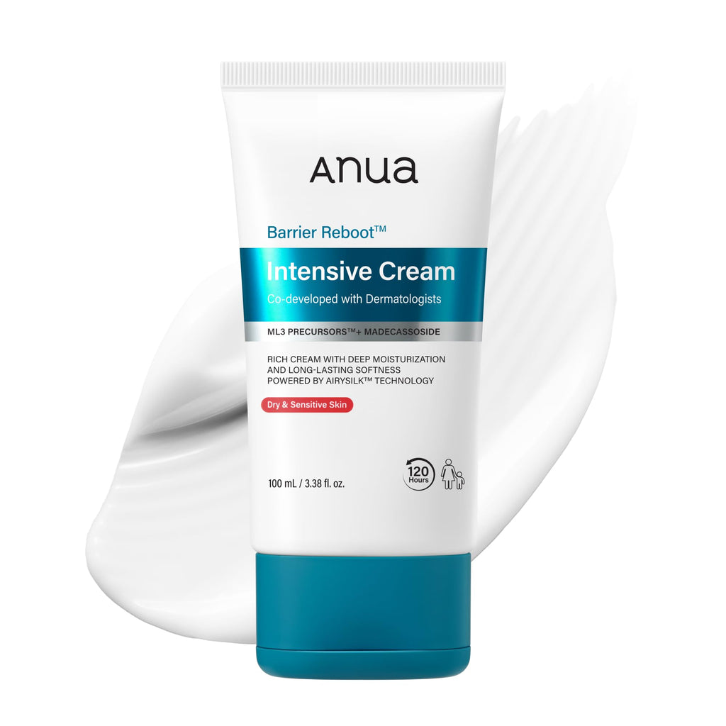 ANUA Barrier Reboot Intensive Cream, Rich Hydrating Face Moisturizer with Madecassoside and Panthenol, Skin Barrier Care Cream for Dry Sensitive Skin, Dermatologist Tested Korean Skincare, 3.38 fl oz
