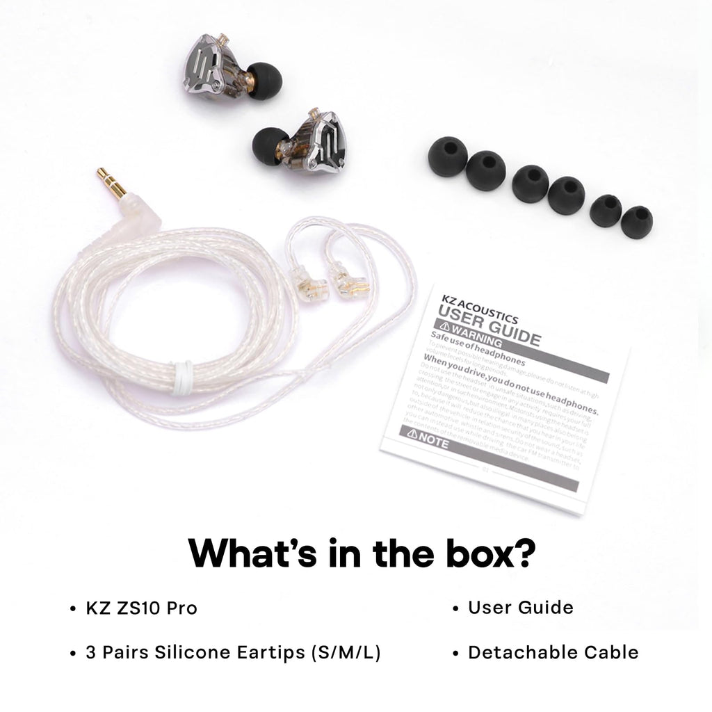 Linsoul KZ ZS10 Pro, 4BA+1DD 5 Driver in Ear Monitor, HiFi Wired Earbuds, Gaming Earbuds, Hybrid IEM Earphones with Stainless Steel Faceplate, Detachable Cable for Musician(Without Mic, Glare Yellow)