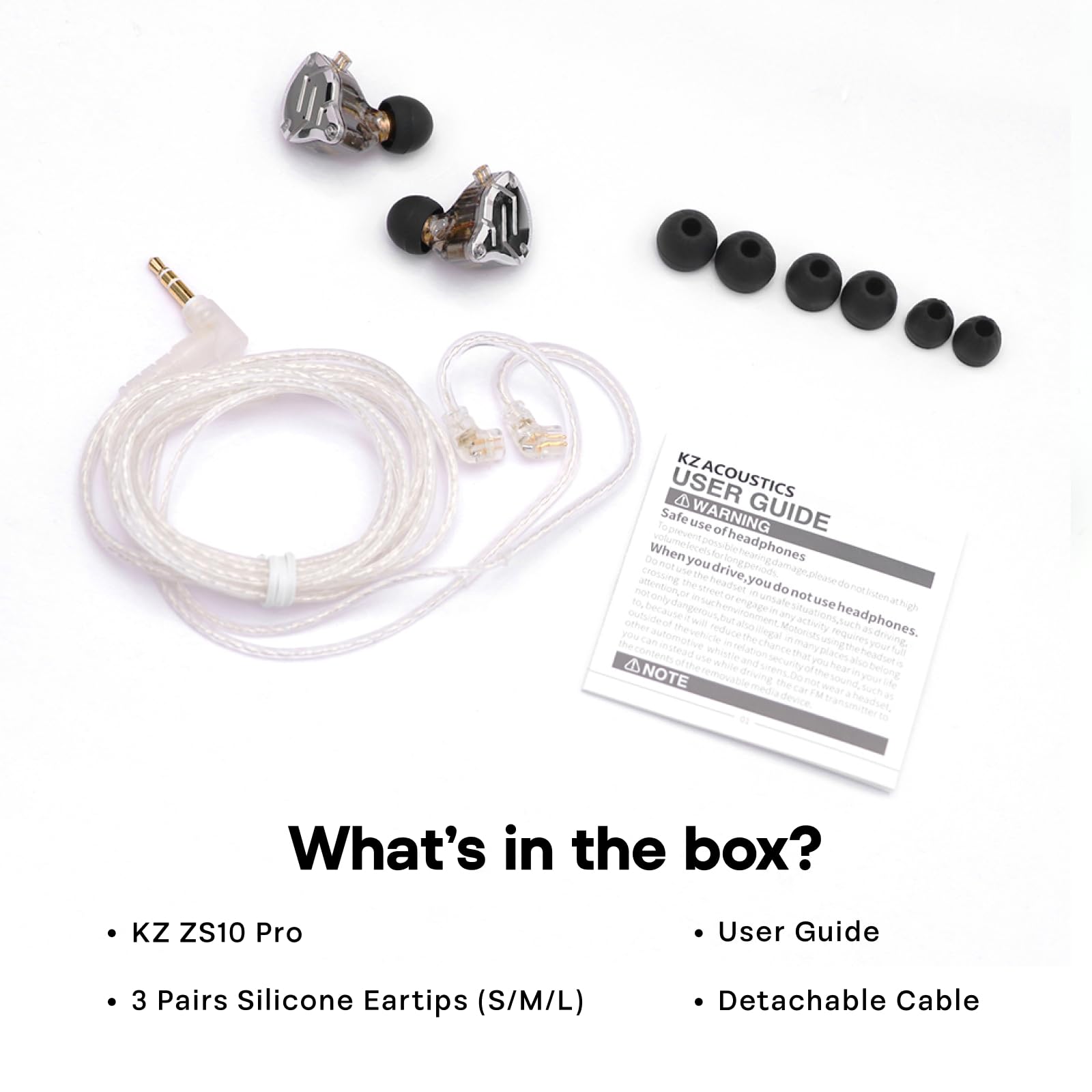 Linsoul KZ ZS10 Pro, 4BA+1DD 5 Driver in Ear Monitor, HiFi Wired Earbuds, Gaming Earbuds, Hybrid IEM Earphones with Stainless Steel Faceplate, Detachable Cable for Musician(Without Mic, Glare Yellow)