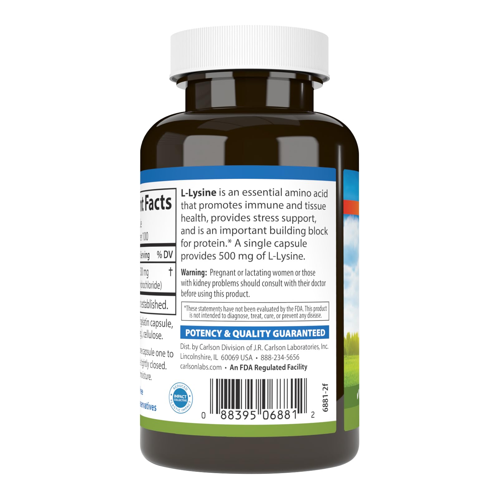 Carlson Labs L-Lysine, 500mg, 100 Capsules