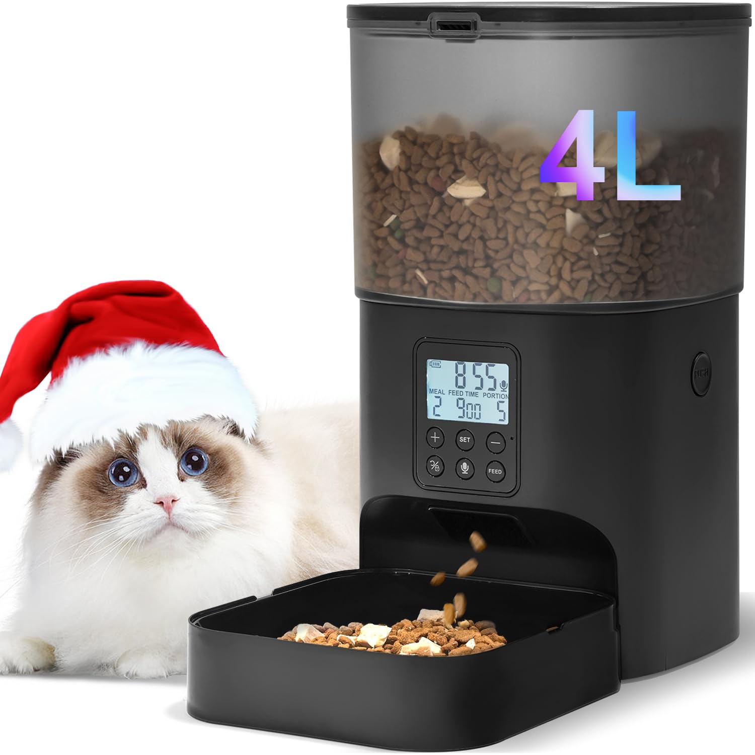 ANDOLL HOME Automatic Cat Feeder, Cat Food Dispenser with 10s Voice Recorder, Pet Feeder up to 8 Meals per Day, Timed Feeder with Dry Food Sealed Ring