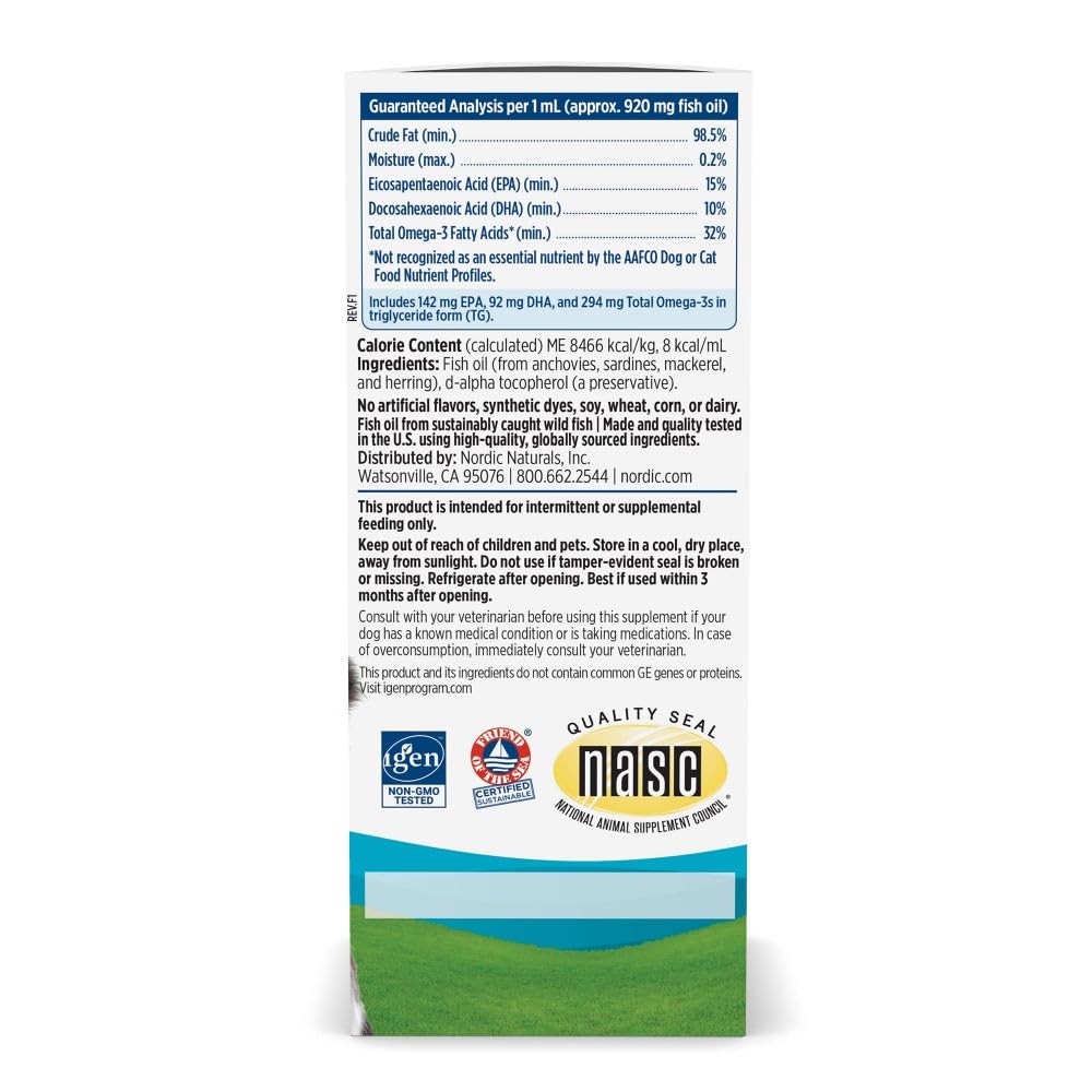 Nordic Naturals Omega-3 Pet, 294mg Fish Oil for Dogs & Cats w/EPA DHA - 2oz
