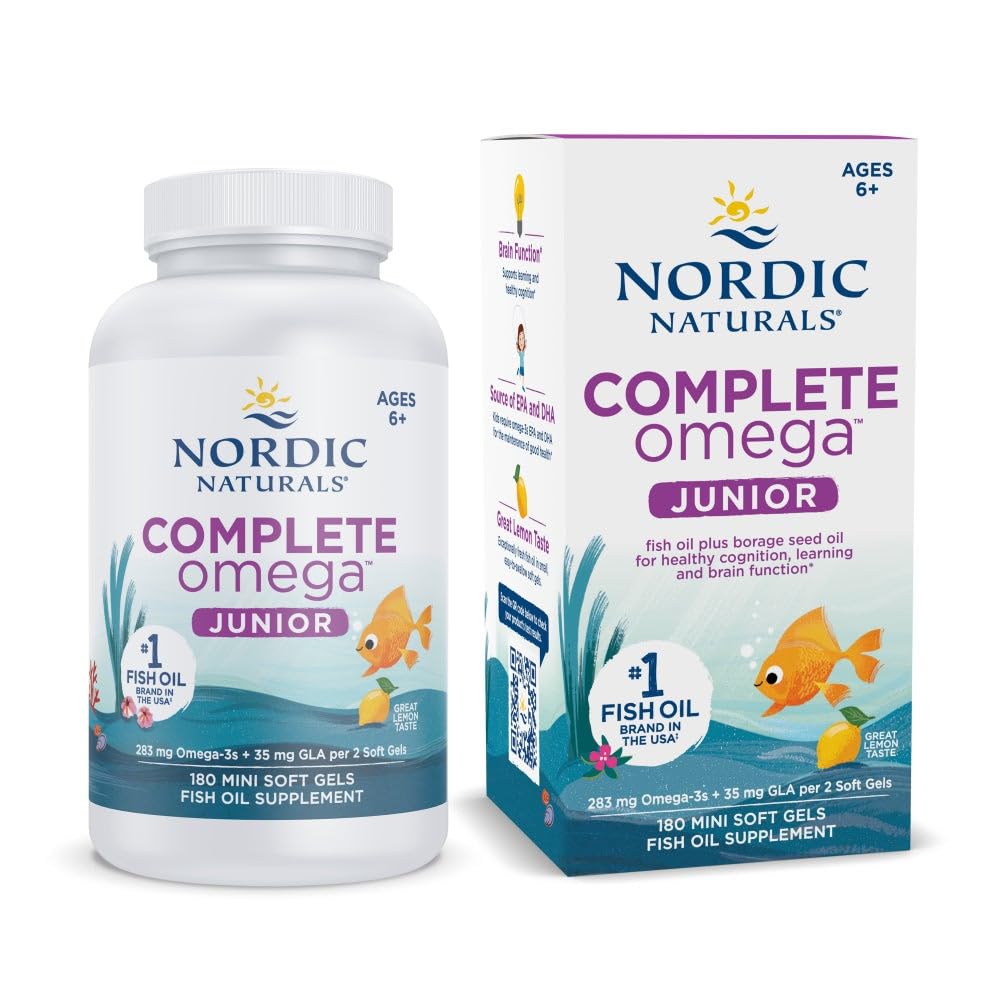 Nordic Naturals Complete Omega Jr. Kids Fishoil, Lemon - 180 Mini Soft Gels