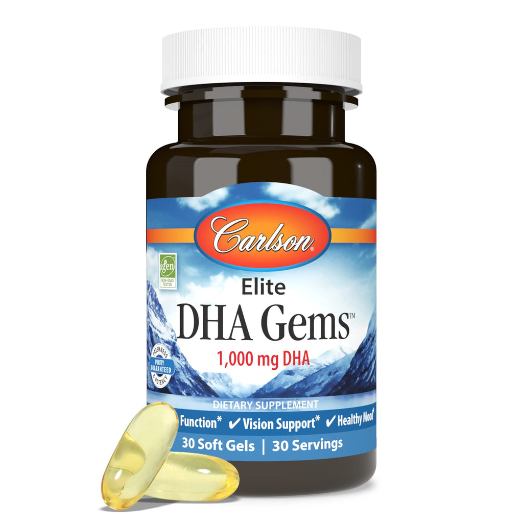 Carlson Elite DHA Gems, 1000 mg, DHA in a Single Soft Gel, 30 Soft Gels