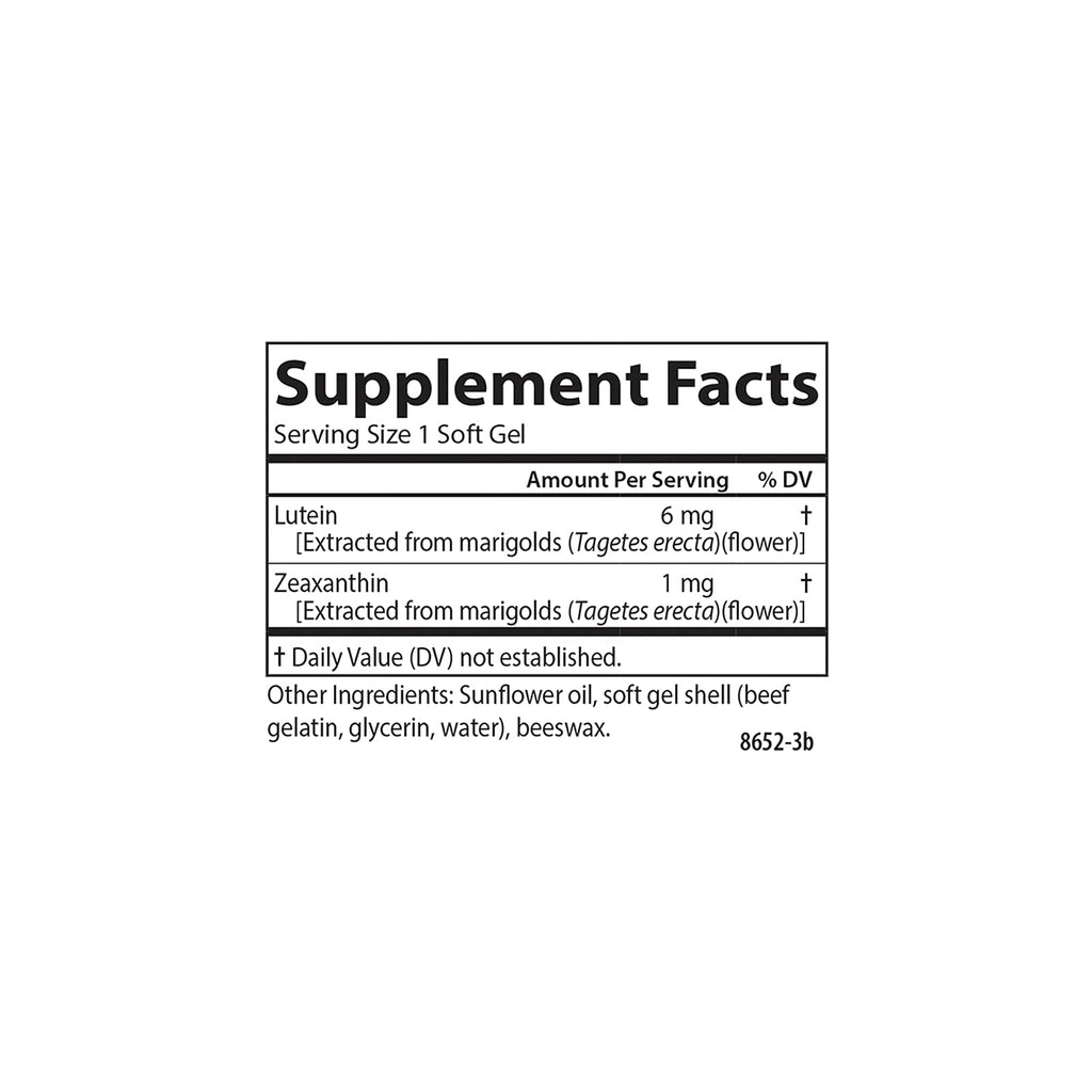 Carlson Lutein, 6 mg, + Zeaxanthin, Made with Lutemax 2020, 180 Softgels